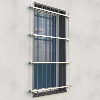 Fenstergitter - Fenstersicherung aus Edelstahl Quadratrohr 30 x 30 mm / Höhe 1600 - 2300 mm / 4 Gurte